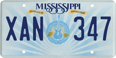 MS license plate XAN347