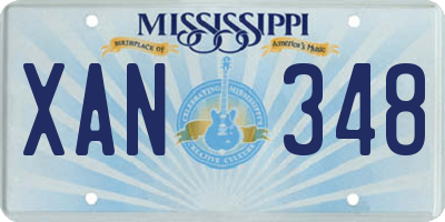 MS license plate XAN348