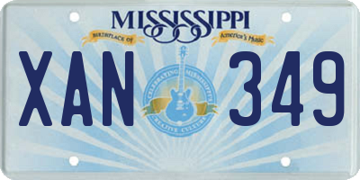 MS license plate XAN349