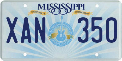 MS license plate XAN350