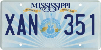 MS license plate XAN351