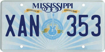 MS license plate XAN353