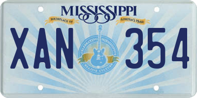MS license plate XAN354