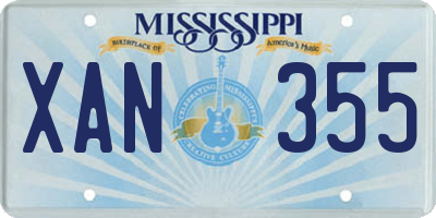 MS license plate XAN355