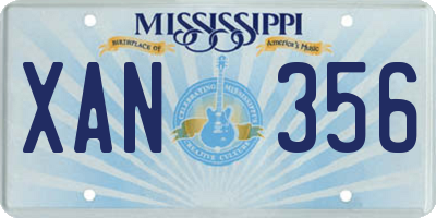 MS license plate XAN356
