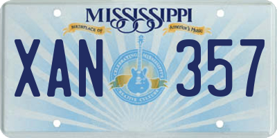 MS license plate XAN357