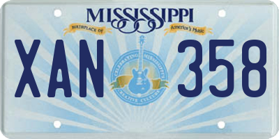 MS license plate XAN358