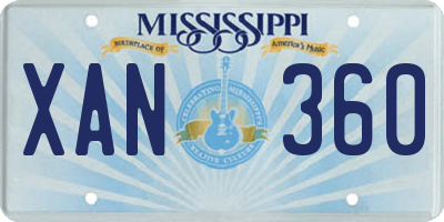 MS license plate XAN360
