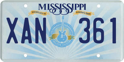 MS license plate XAN361