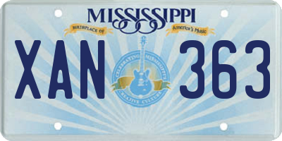 MS license plate XAN363