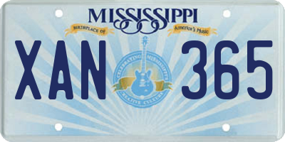 MS license plate XAN365