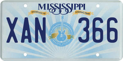 MS license plate XAN366