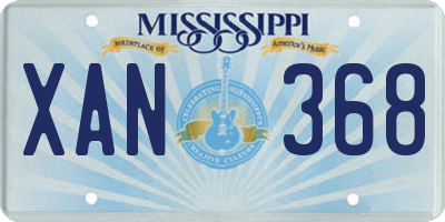 MS license plate XAN368