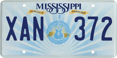 MS license plate XAN372