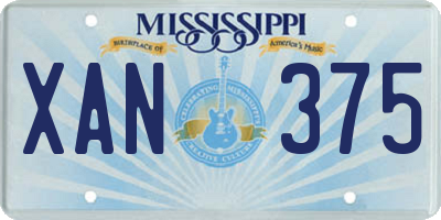 MS license plate XAN375