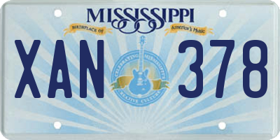 MS license plate XAN378