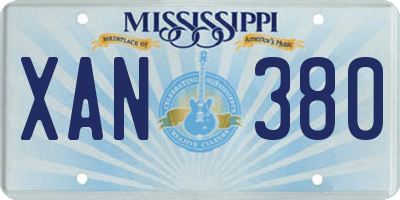 MS license plate XAN380