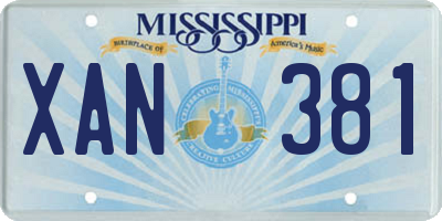 MS license plate XAN381