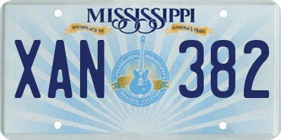 MS license plate XAN382