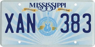MS license plate XAN383