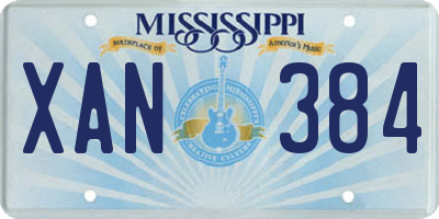 MS license plate XAN384