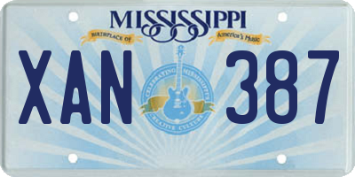 MS license plate XAN387