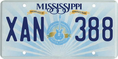 MS license plate XAN388