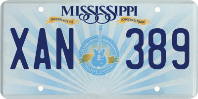 MS license plate XAN389