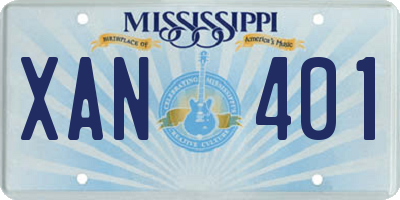 MS license plate XAN401