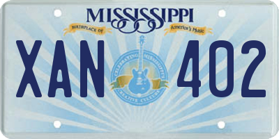 MS license plate XAN402