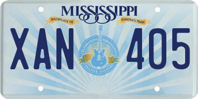 MS license plate XAN405