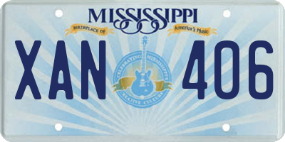 MS license plate XAN406