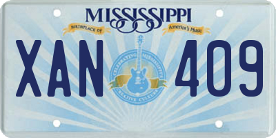 MS license plate XAN409