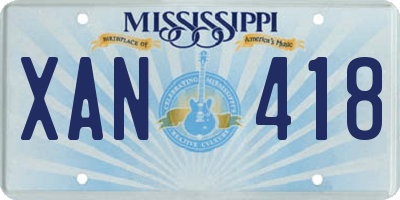 MS license plate XAN418