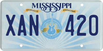 MS license plate XAN420