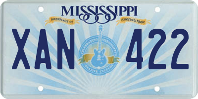 MS license plate XAN422