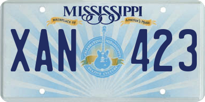MS license plate XAN423
