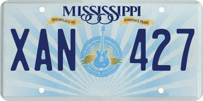MS license plate XAN427