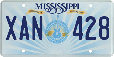 MS license plate XAN428