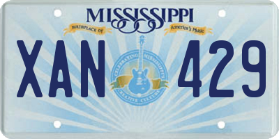 MS license plate XAN429