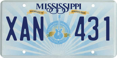 MS license plate XAN431