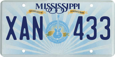 MS license plate XAN433