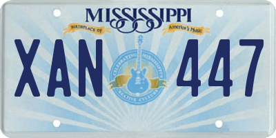 MS license plate XAN447