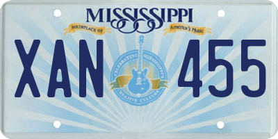 MS license plate XAN455