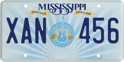 MS license plate XAN456