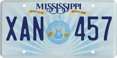 MS license plate XAN457