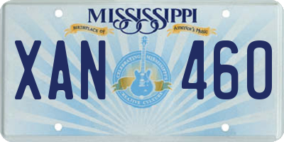 MS license plate XAN460