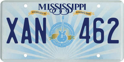 MS license plate XAN462