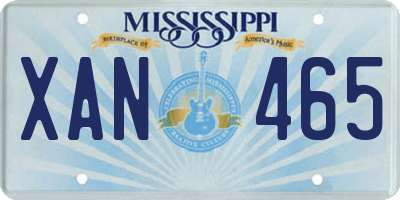 MS license plate XAN465