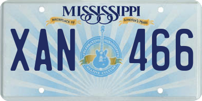 MS license plate XAN466